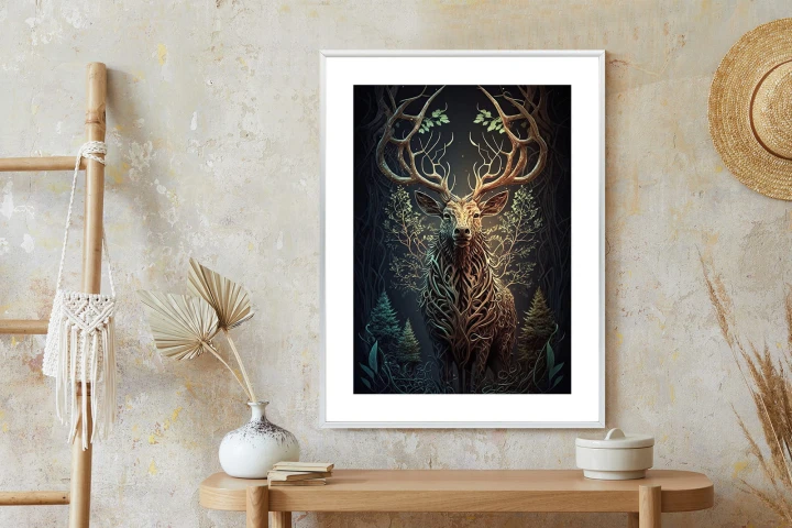 Plakat Leśny Jeleń Na Ilustracji