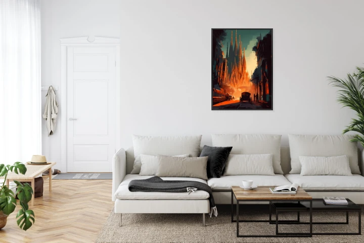 Plakat Kościół Sagrada Familia I Zachód Słońca