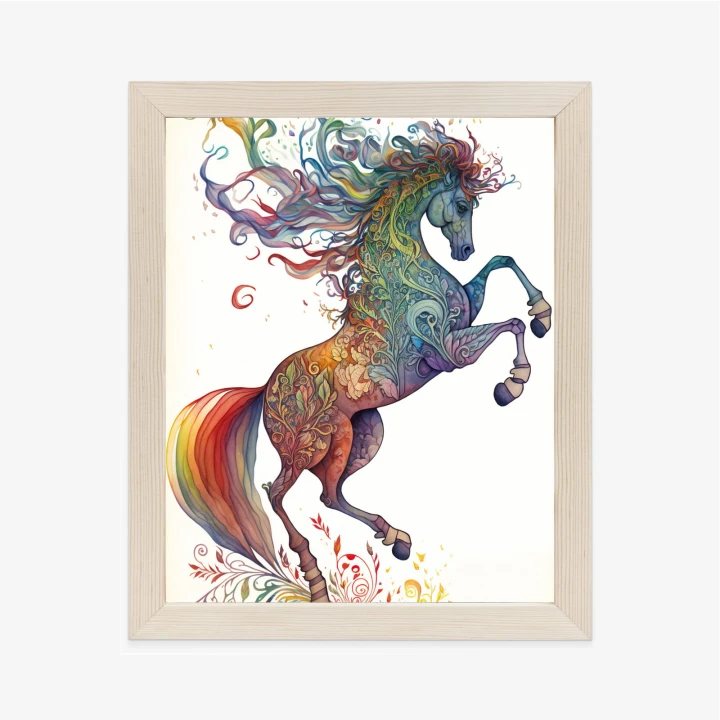 Plakat Koń W Tęczowe Ornamenty
