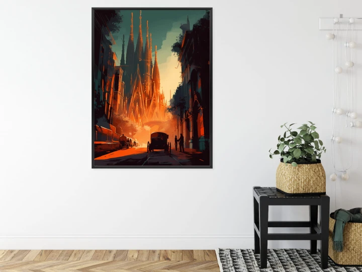 Plakat Kościół Sagrada Familia I Zachód Słońca