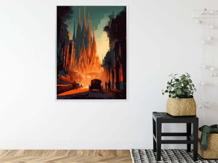 Plakat Kościół Sagrada Familia I Zachód Słońca