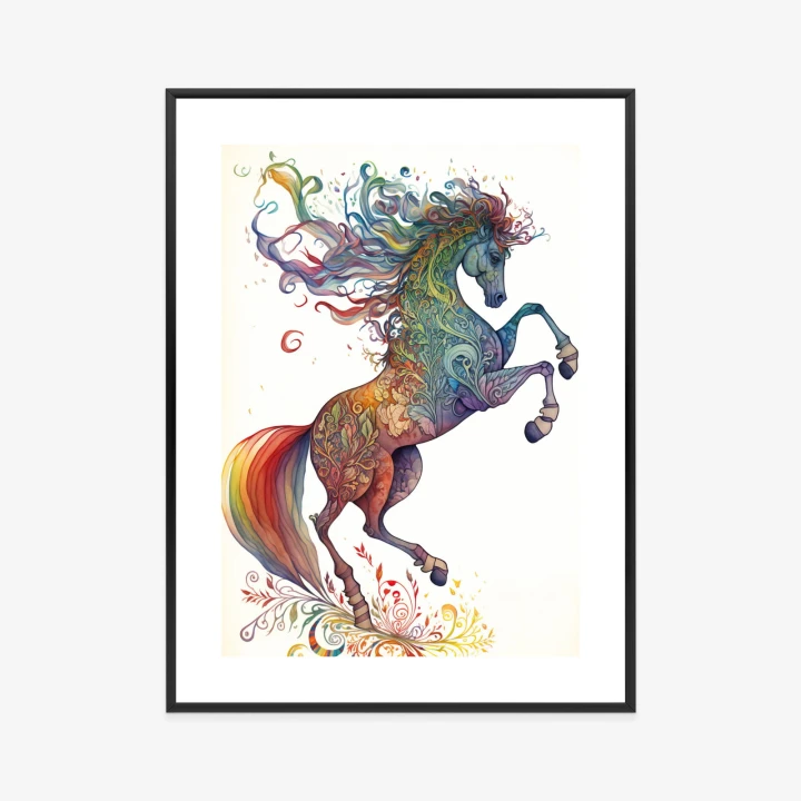 Plakat Koń W Tęczowe Ornamenty