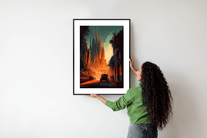 Plakat Kościół Sagrada Familia I Zachód Słońca