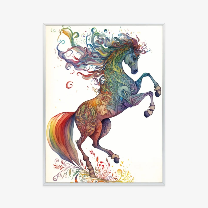 Plakat Koń W Tęczowe Ornamenty
