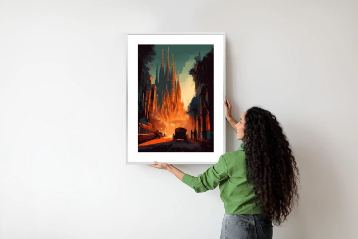 Plakat Kościół Sagrada Familia I Zachód Słońca