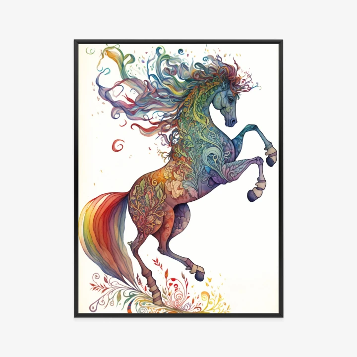 Plakat Koń W Tęczowe Ornamenty