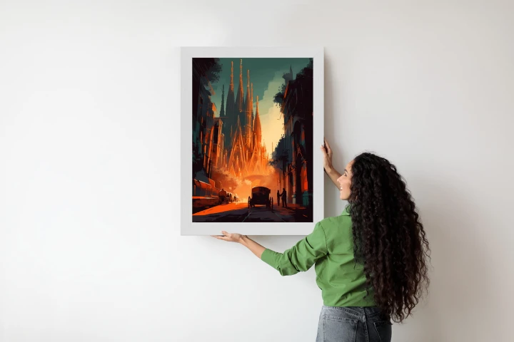 Plakat Kościół Sagrada Familia I Zachód Słońca