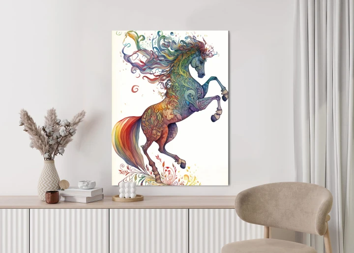 Plakat Koń W Tęczowe Ornamenty