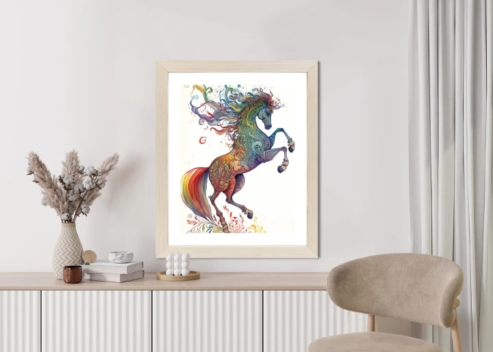 Plakat Koń W Tęczowe Ornamenty