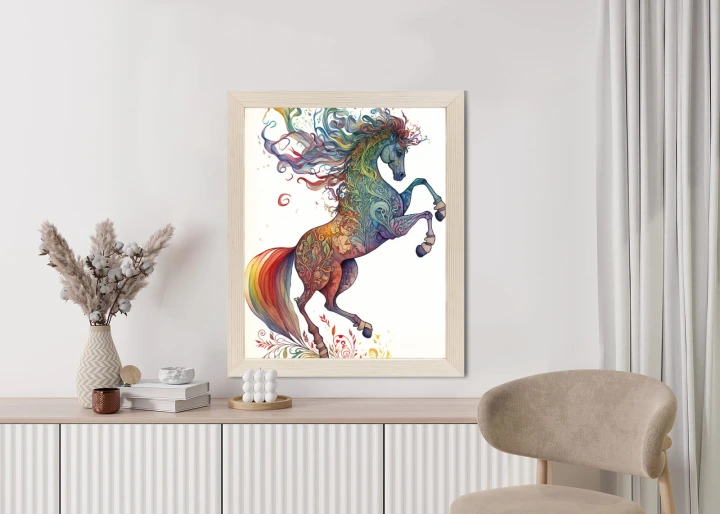 Plakat Koń W Tęczowe Ornamenty