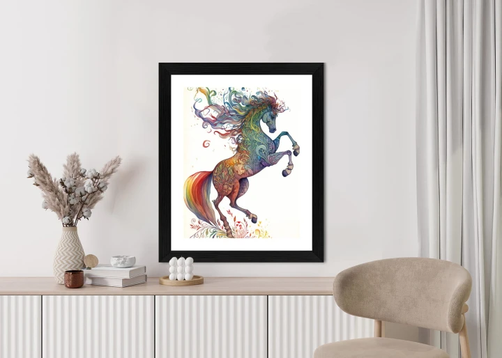 Plakat Koń W Tęczowe Ornamenty