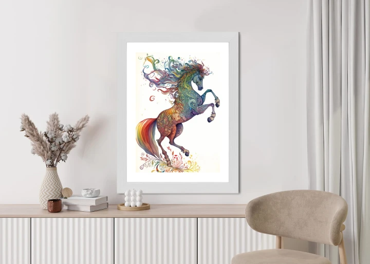 Plakat Koń W Tęczowe Ornamenty