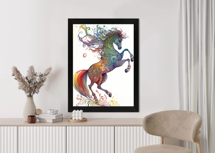 Plakat Koń W Tęczowe Ornamenty
