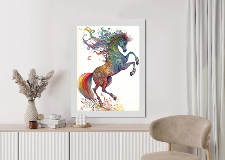 Plakat Koń W Tęczowe Ornamenty