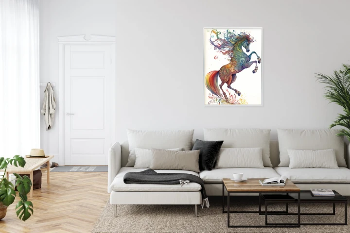 Plakat Koń W Tęczowe Ornamenty