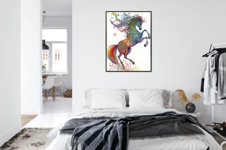Plakat Koń W Tęczowe Ornamenty