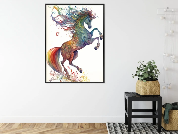 Plakat Koń W Tęczowe Ornamenty