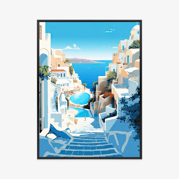 Plakat Charakterystyczna Grecka Architektura Santorini