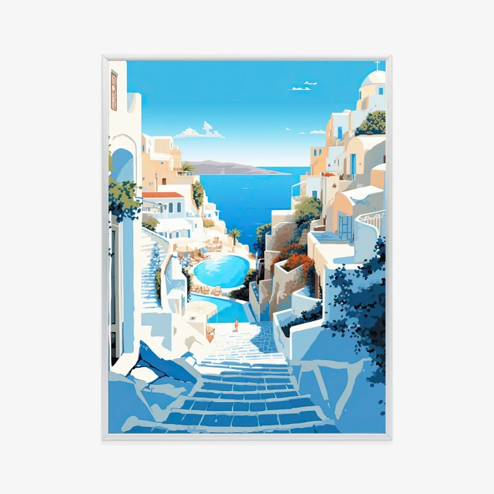 Plakat Charakterystyczna Grecka Architektura Santorini