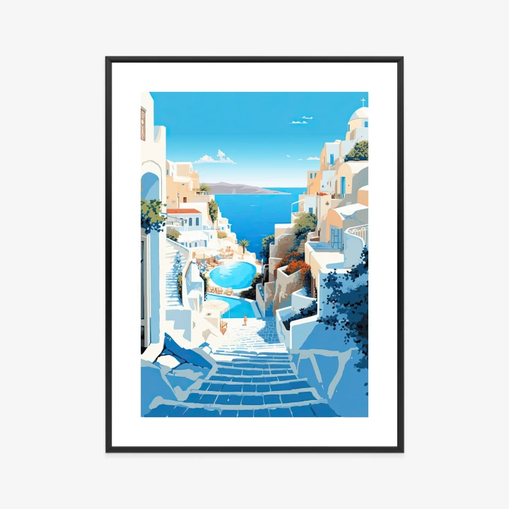 Plakat Charakterystyczna Grecka Architektura Santorini