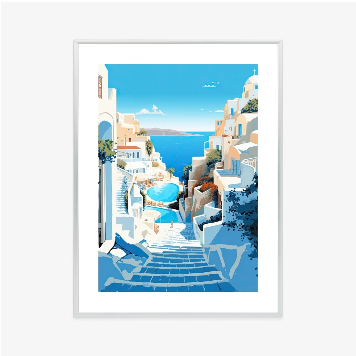 Plakat Charakterystyczna Grecka Architektura Santorini