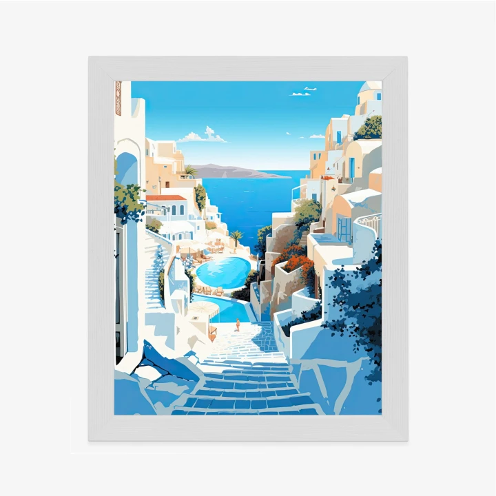 Plakat Charakterystyczna Grecka Architektura Santorini