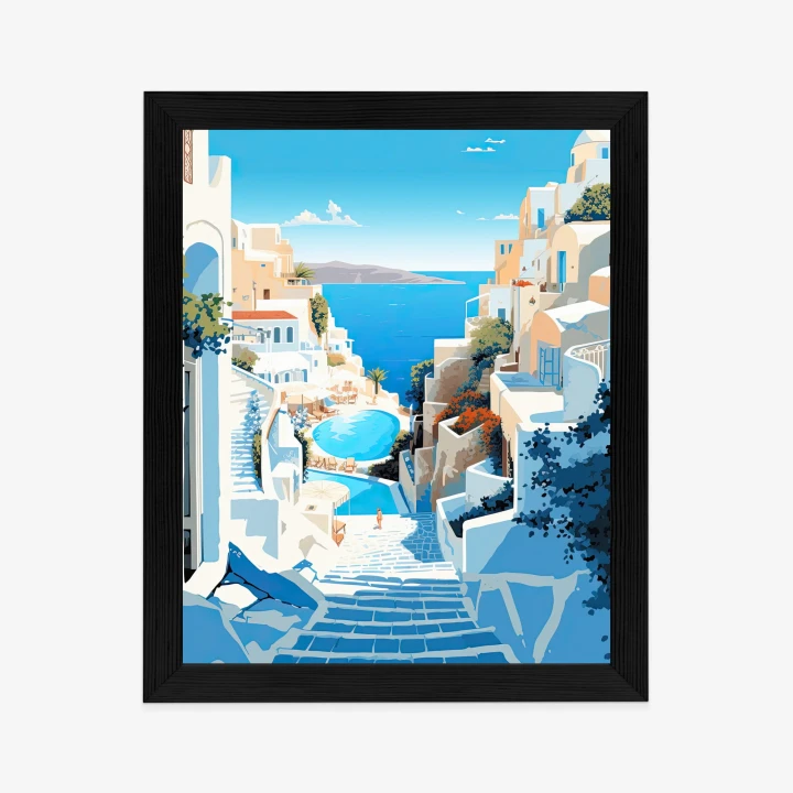 Plakat Charakterystyczna Grecka Architektura Santorini