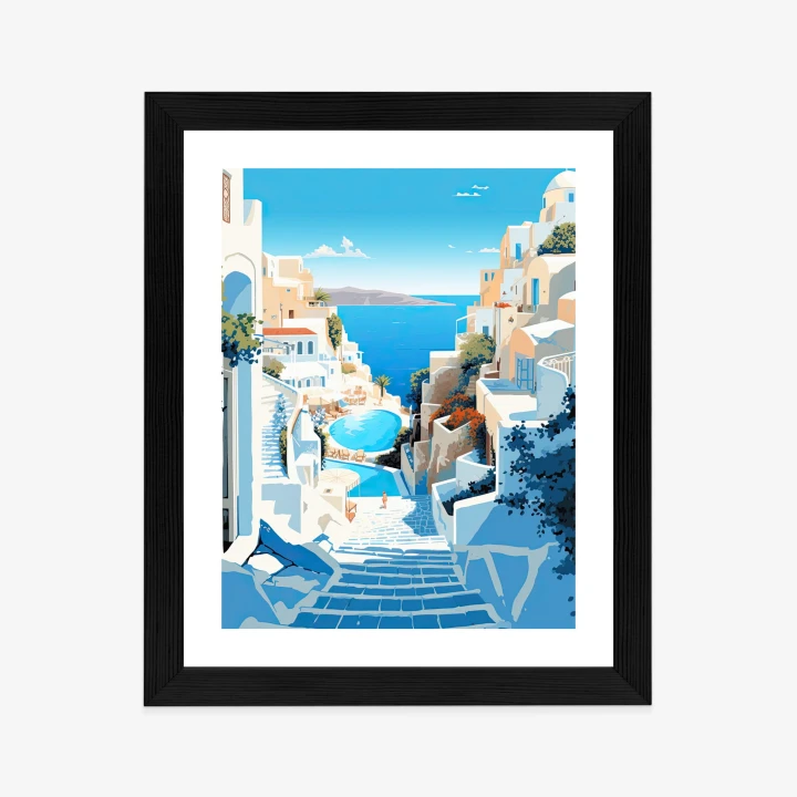 Plakat Charakterystyczna Grecka Architektura Santorini