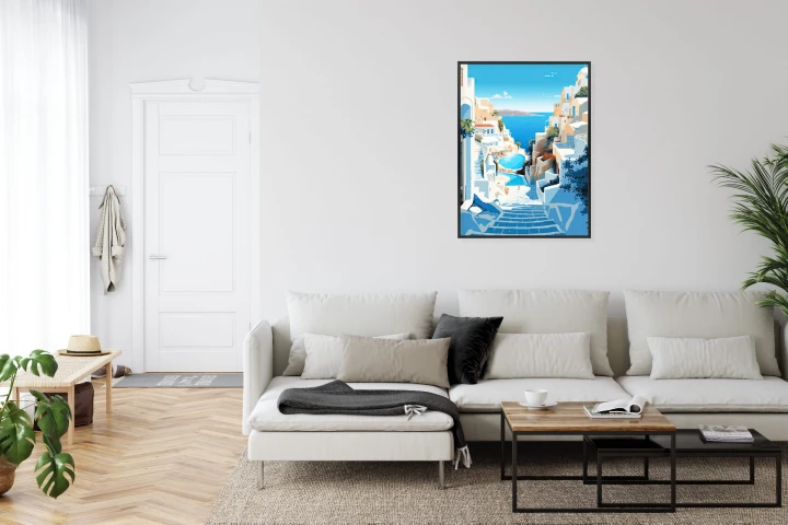 Plakat Charakterystyczna Grecka Architektura Santorini