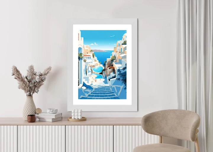 Plakat Charakterystyczna Grecka Architektura Santorini