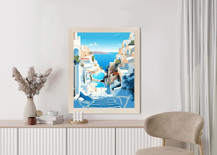 Plakat Charakterystyczna Grecka Architektura Santorini