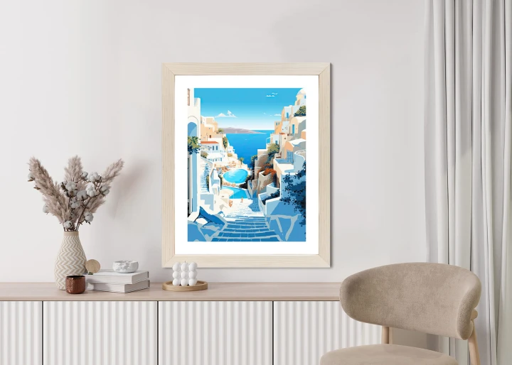 Plakat Charakterystyczna Grecka Architektura Santorini