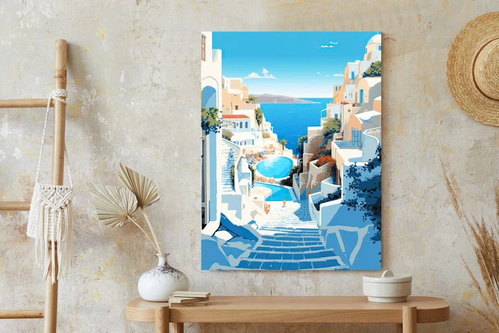 Plakat Charakterystyczna Grecka Architektura Santorini