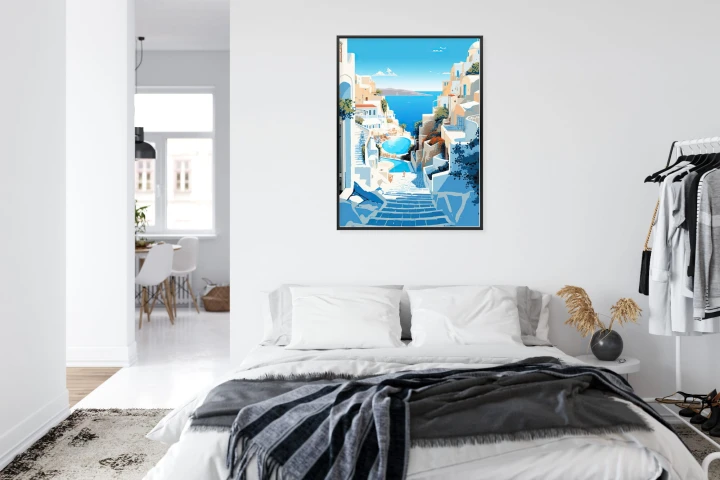 Plakat Charakterystyczna Grecka Architektura Santorini