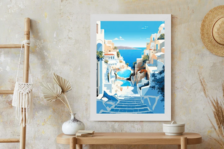 Plakat Charakterystyczna Grecka Architektura Santorini