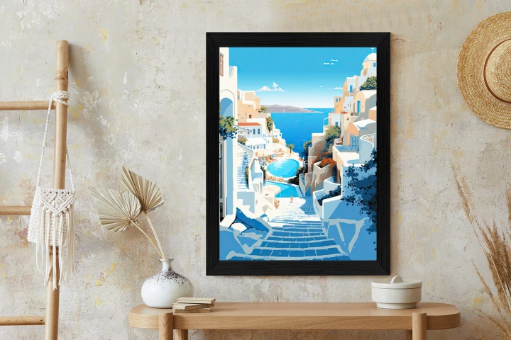 Plakat Charakterystyczna Grecka Architektura Santorini