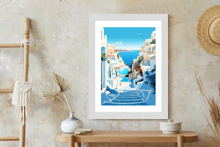 Plakat Charakterystyczna Grecka Architektura Santorini