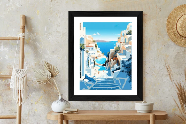 Plakat Charakterystyczna Grecka Architektura Santorini