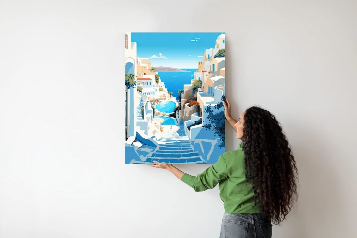 Plakat Charakterystyczna Grecka Architektura Santorini