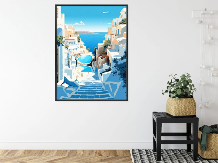 Plakat Charakterystyczna Grecka Architektura Santorini