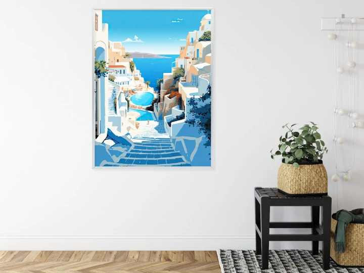 Plakat Charakterystyczna Grecka Architektura Santorini