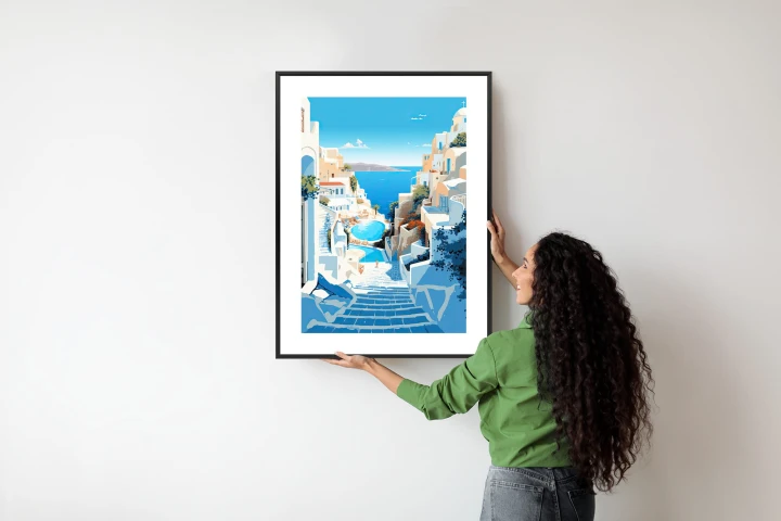 Plakat Charakterystyczna Grecka Architektura Santorini