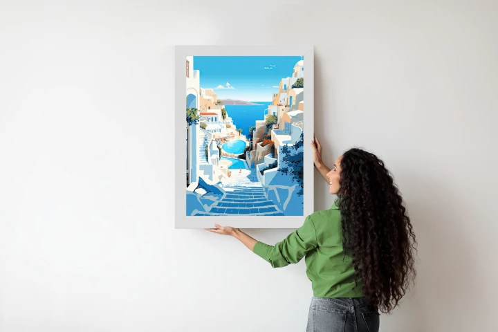 Plakat Charakterystyczna Grecka Architektura Santorini
