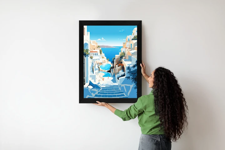 Plakat Charakterystyczna Grecka Architektura Santorini