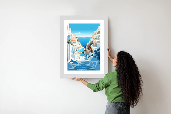 Plakat Charakterystyczna Grecka Architektura Santorini