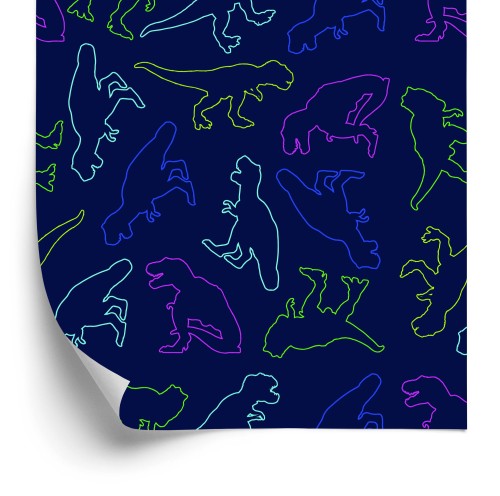 Tapeta W Kolorowe Dinozaury, Do Pokoju Dziecka