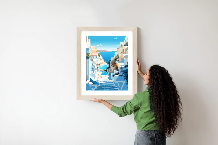 Plakat Charakterystyczna Grecka Architektura Santorini