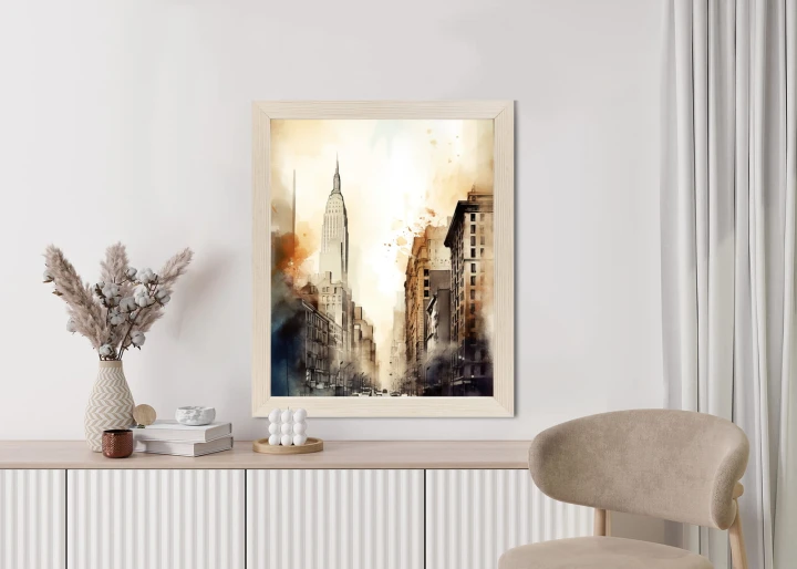 Plakat Ulice Nowego Jorku Akwarela W Odcieniach Beżu