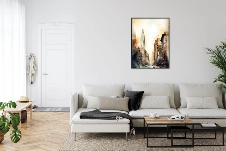 Plakat Ulice Nowego Jorku Akwarela W Odcieniach Beżu