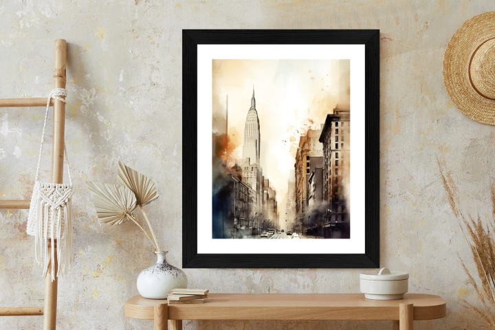 Plakat Ulice Nowego Jorku Akwarela W Odcieniach Beżu